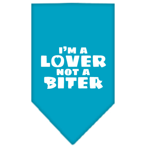 I'm a Lover Not a Biter Screen Print Bandana Turquoise Large